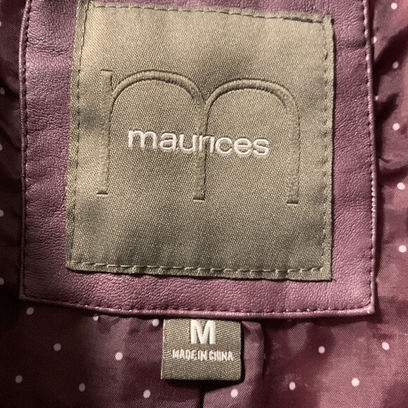 MAURICE’S WOMEN FAUX LEATHER JACKET—brown/burgundy purple color size M‎ - Picture 4 of 9